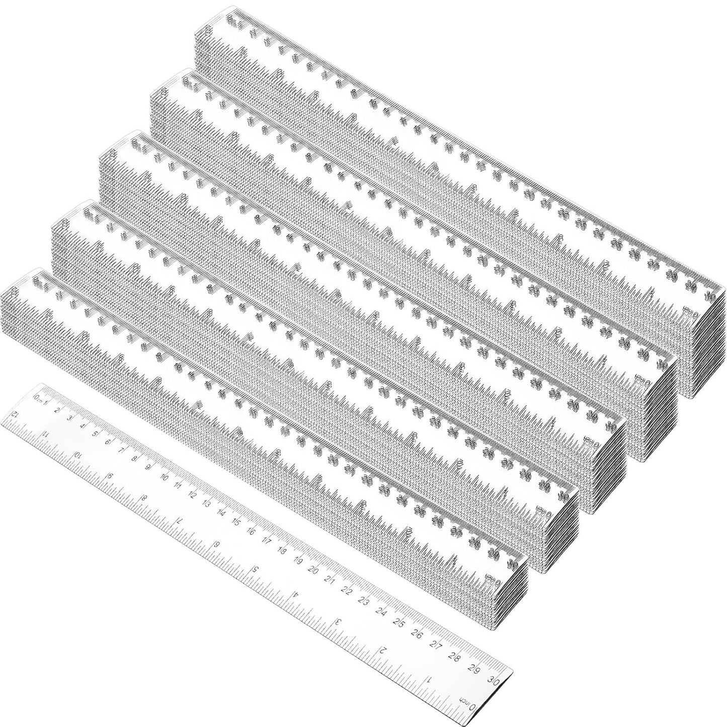 Zonon 500 Pieces 12 Inch Ruler Bulk Clear Plastic Flexible Straight Metric Rulers with Centimeters and Inches Drafting Measuring Tool for Classroom School Students Education