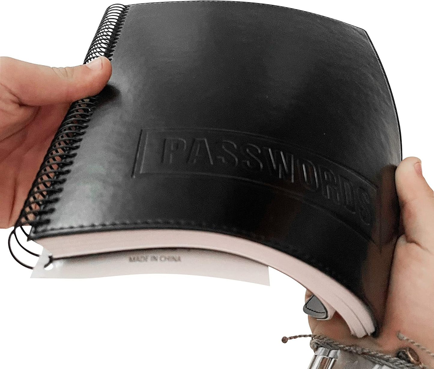 RE-FOCUS THE CREATIVE OFFICE, Executive Password Keeper Book, Black, Flexible Faux-Leather Cover, Spiral Bound