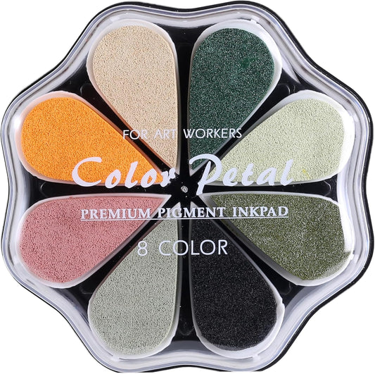 YPSelected 8 Assorted Multi Colours Waterdrop Shaped Craft Rubber Stamps Petal Ink Pads for Paper Wood Fabric (Set 1028)