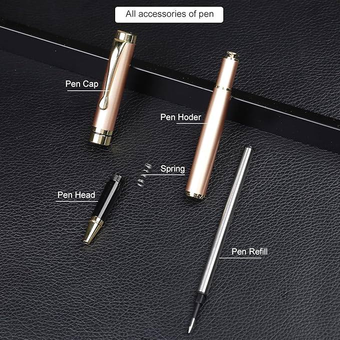 YIVONKA Luxury Ballpoint Pens Best Ball Pen Gift Set for Men & Women Professional Executive Office Nice BallPens Classy Gift Box Ballpoint Black Refill Line width 0.5mm (2 rosegold)