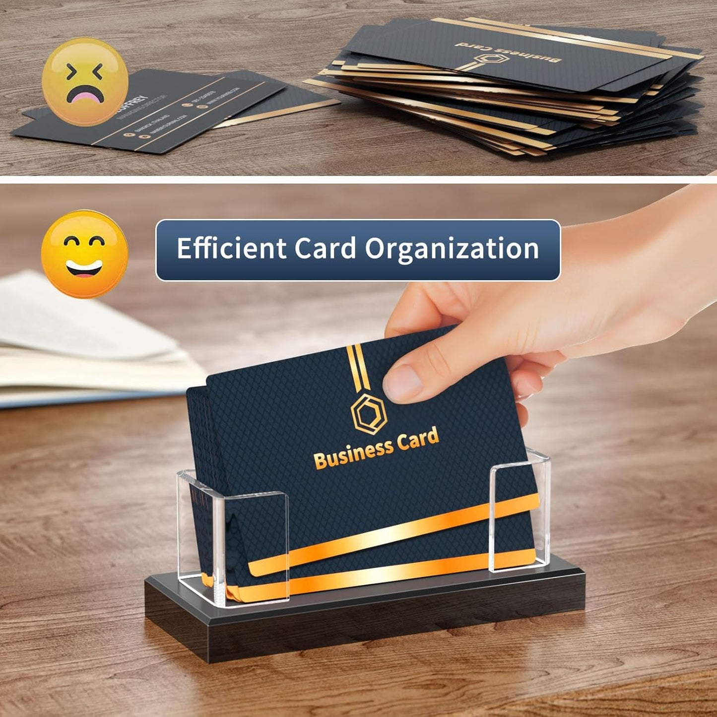 NIUBEE Acrylic Business Card Holder: Clear Plastic Business Cards Display Stand for Desk - Gift Card Organizer for Office 4 Pieces