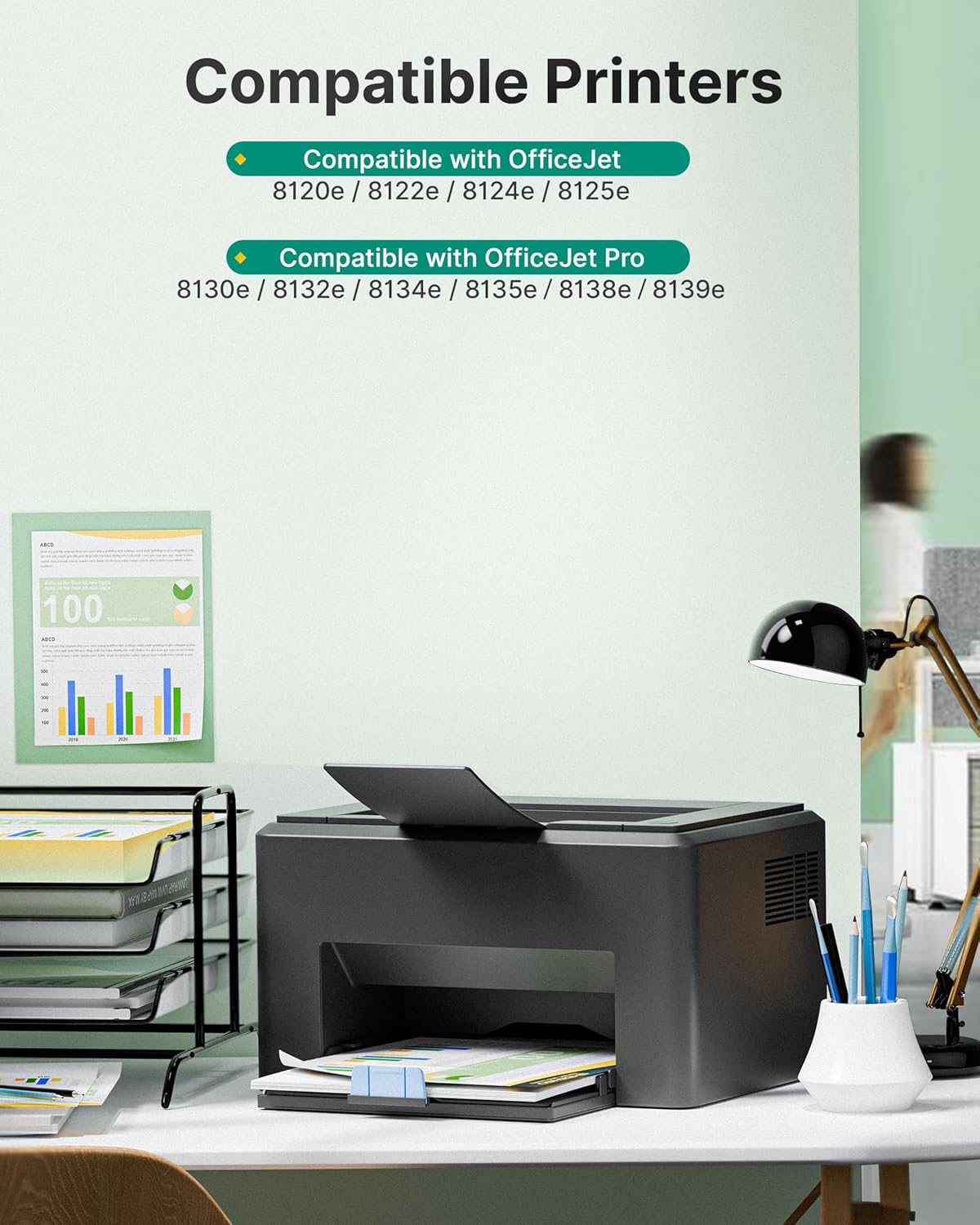 923 Ink Cartridges for HP Printers Replacement for HP Ink 923 923XL 923e Use with OfficeJet Pro 8135e 8130e 8139e 8138e 8122e 8120 8124e 8125e 8130 8132e 8134e Printer (Black Cyan Magenta Yellow)