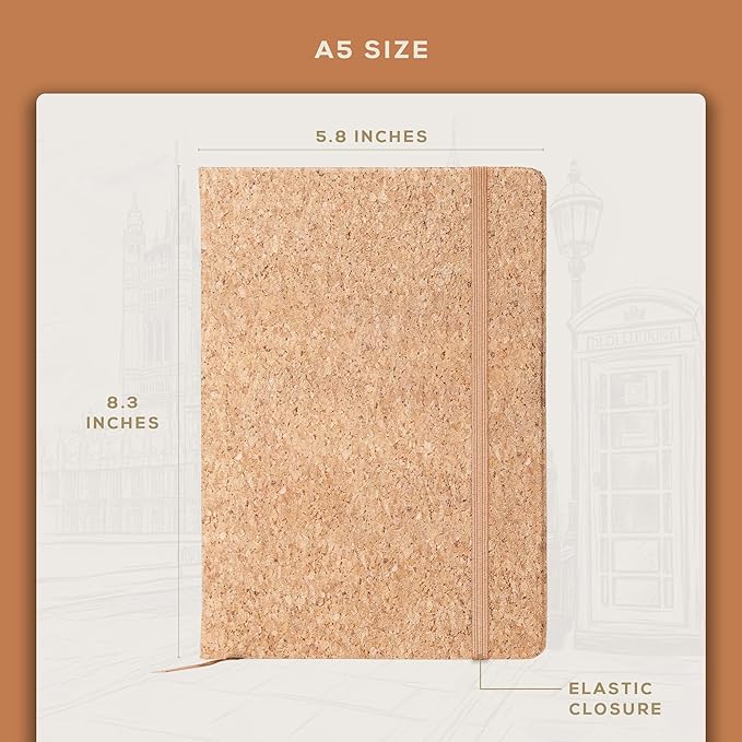 BEECHMORE BOOKS Lined Journal Notebook, 5.8 x 8.3 inch, A5 160 Lined Pages, Hardcover Leather Journals for Women, Men, Writing and Notebooks for Work - 120 GSM Thick Paper, Gifts Box Included