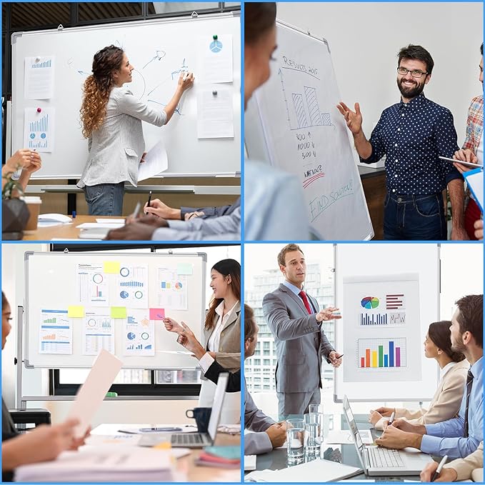 Tinlade 6 Pack Magnetic Dry Erase Whiteboard Message Presentation White Board White Board Dry Erase Aluminum Frame Hanging Whiteboard for School Home Office (36 x 24 Inches)