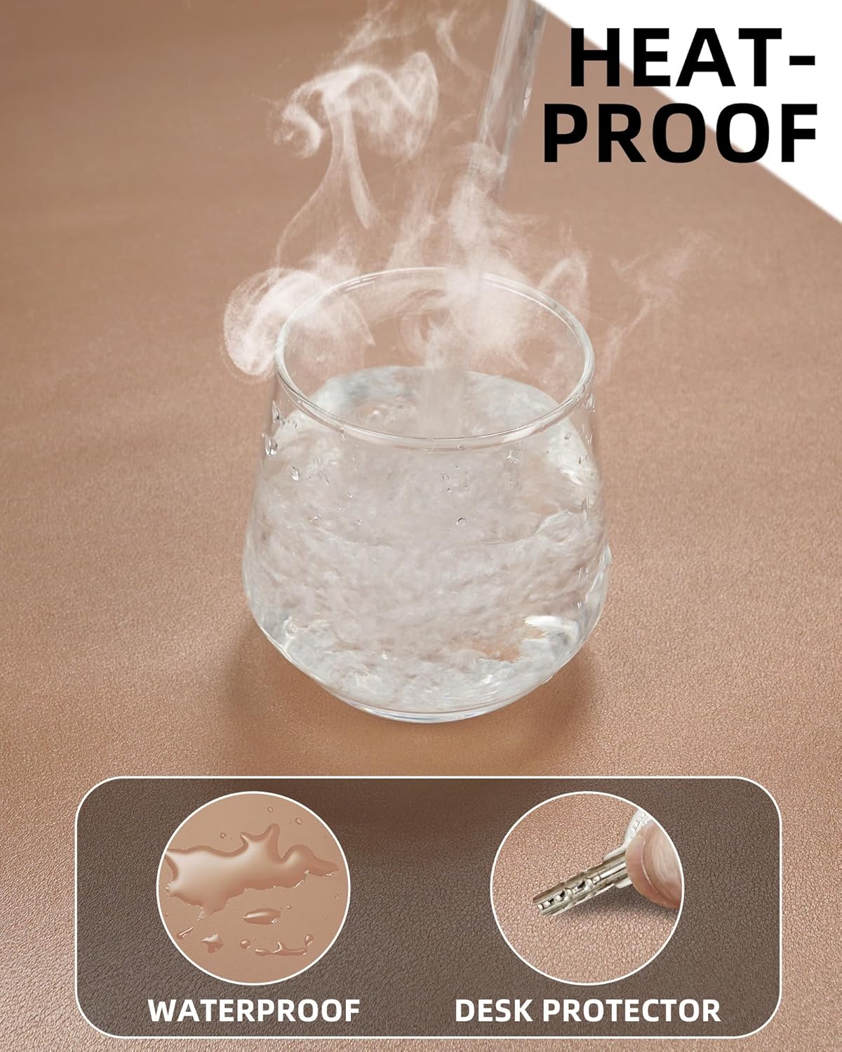 Large Desk Mat - 48" x 17"Leather Desk Pad Protector, Office Desk Mat, Non-Slip PU Leather Large Mouse Pad, Waterproof Desk Blotter Mat, Desk Cover for Office and Home (Champagne Gold)