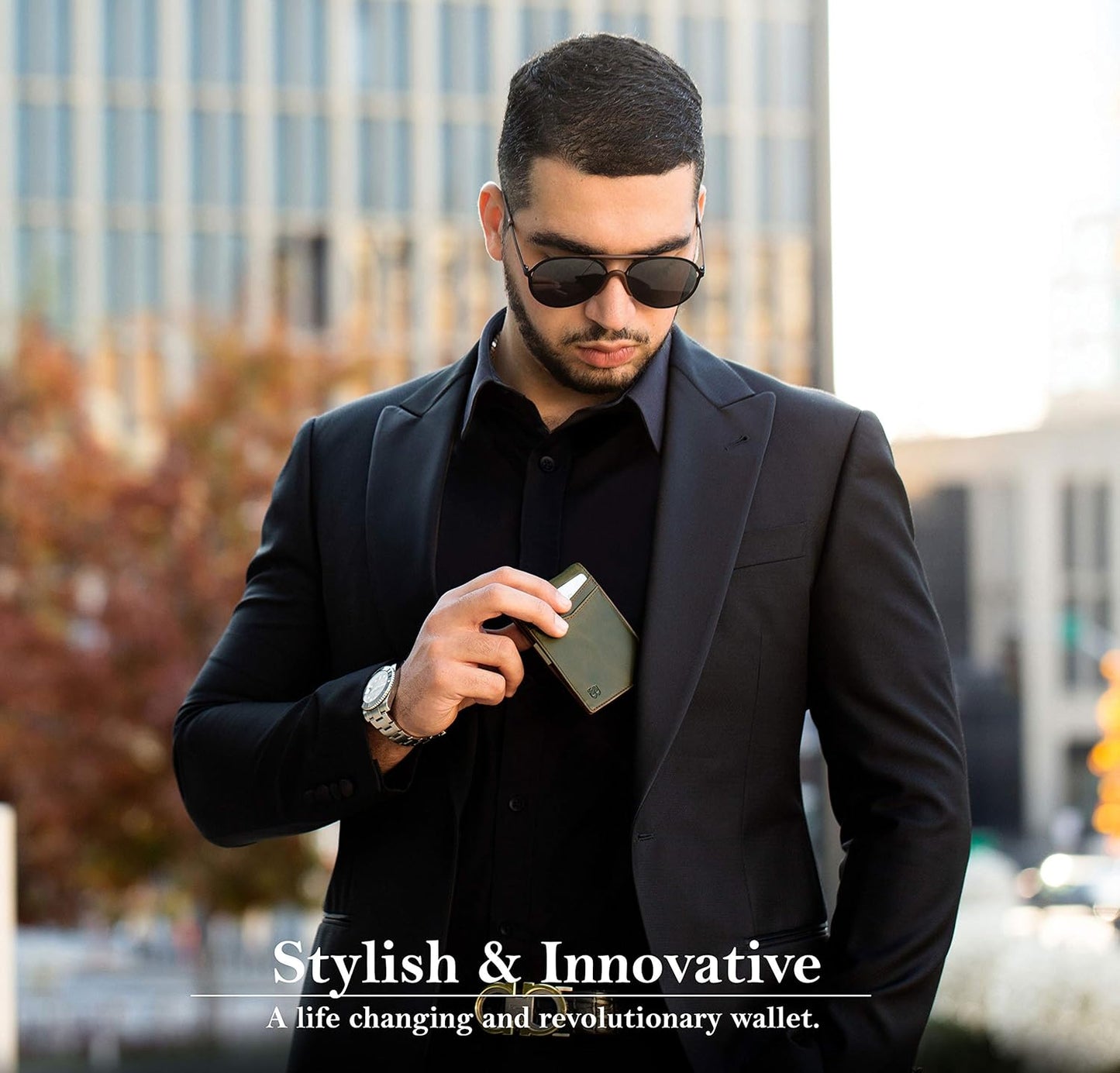 SERMAN BRANDS Money Clip Wallet - Mens Wallets slim Front Pocket RFID Blocking Card Holder Minimalist Mini Bifold