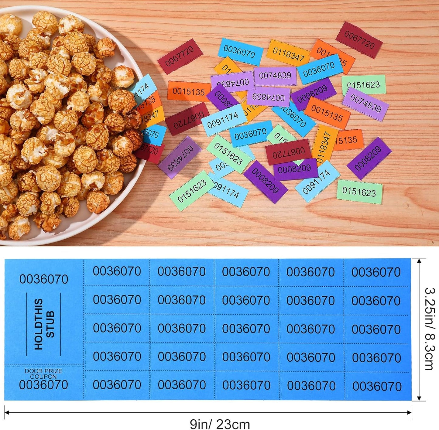 Kosiz 2000 Sheets Raffle Ticket 25 Bid Chinese Auction Tickets Tricky Tray Basket Raffle Sheets for Back to School Class Rewards Carnival Door Prizes Events(Multicolor)