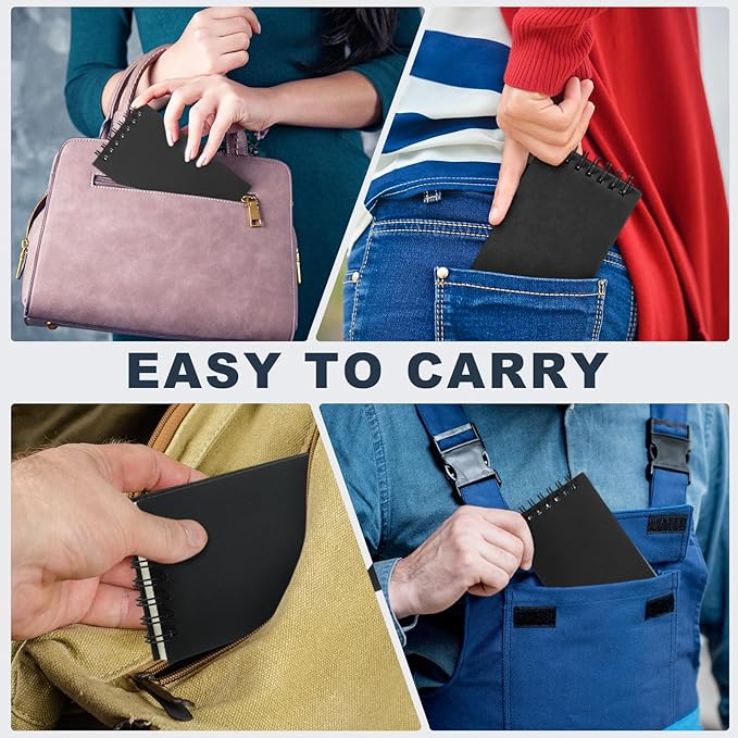 Tenceur 6 Pcs Pocket Notebook Bulk Small 3x5 Inch Spiral Notepads Mini Top Bound Notebook with Lined 120 Pages Ruled Memo Pads for Office College Nurse Essentials Back to School Gift (Black)