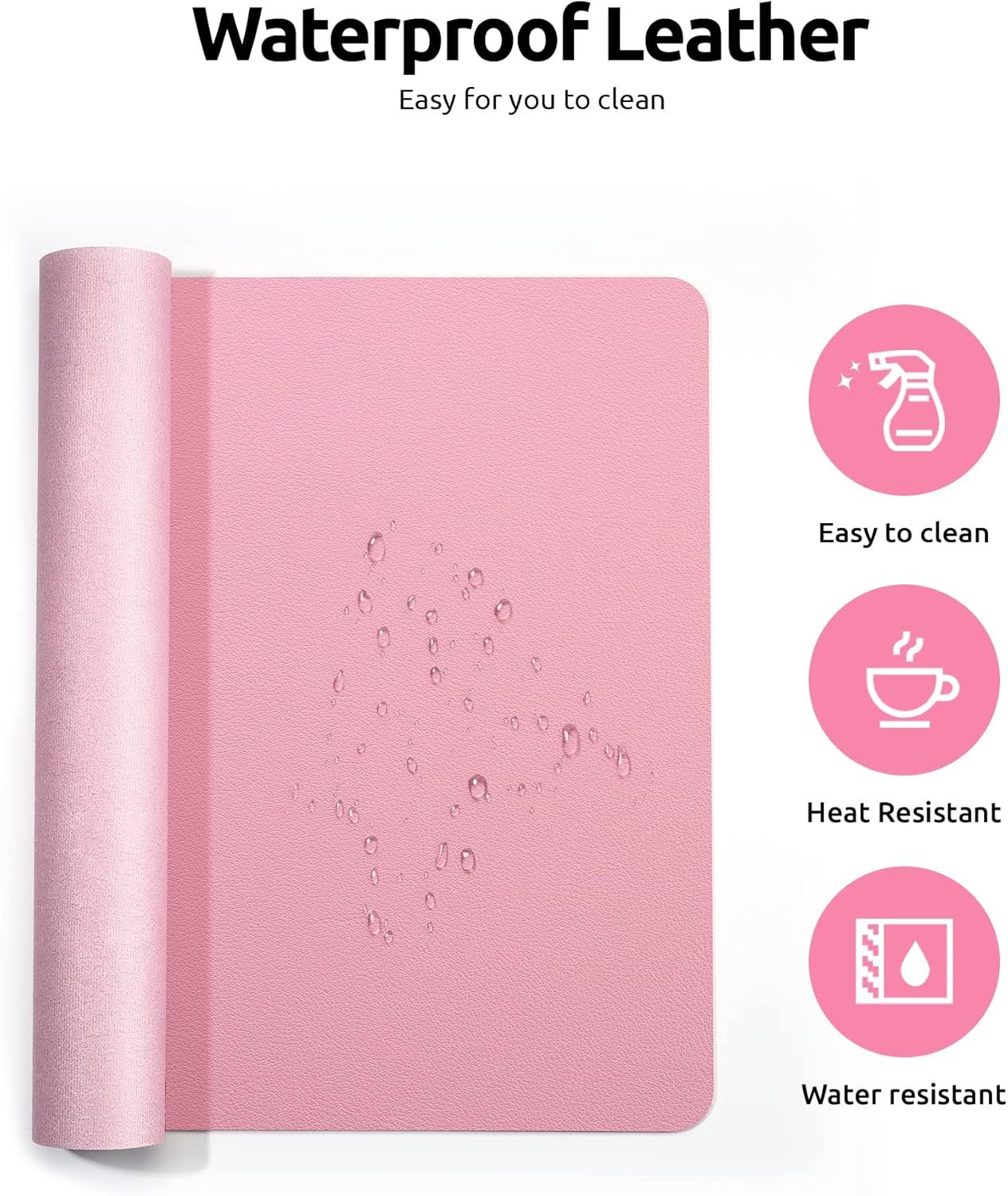 YSAGi Leather Desk Protector, Office Mat, Large Mouse Mat, Non-Slip PU Leather Blotter, Laptop Desk, Waterproof Writing Pad for Office and Home (Pink, 31.5" x 15.8")