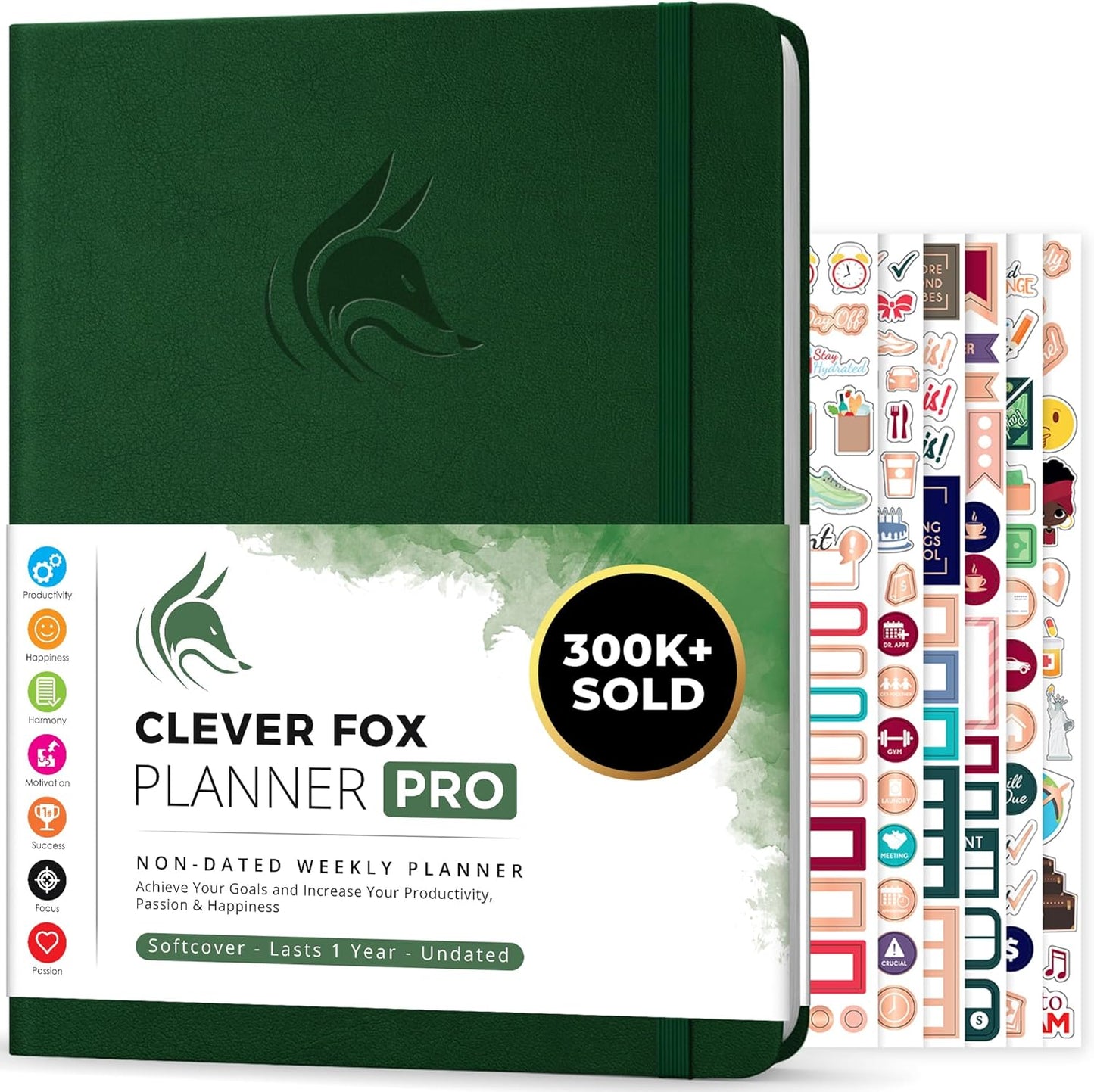 Clever Fox Planner PRO – Weekly & Monthly Life Planner to Increase Productivity, Time Management and Hit Your Goals, 8.5x11″ (Forest Green)