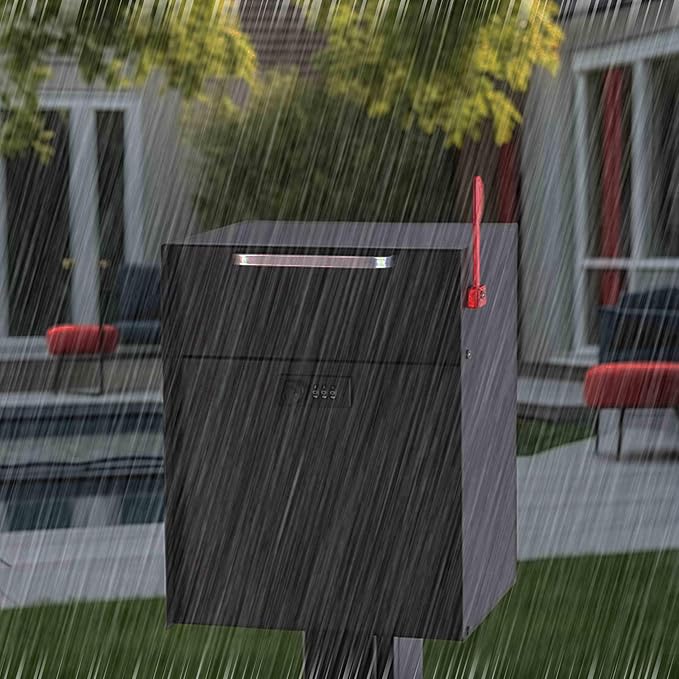 Post Mount Locking Mailbox with Code Lock - Large Capacity Security Password Metal Lock Mailbox - Waterproof Vertical Drop Mail Box Outdoor