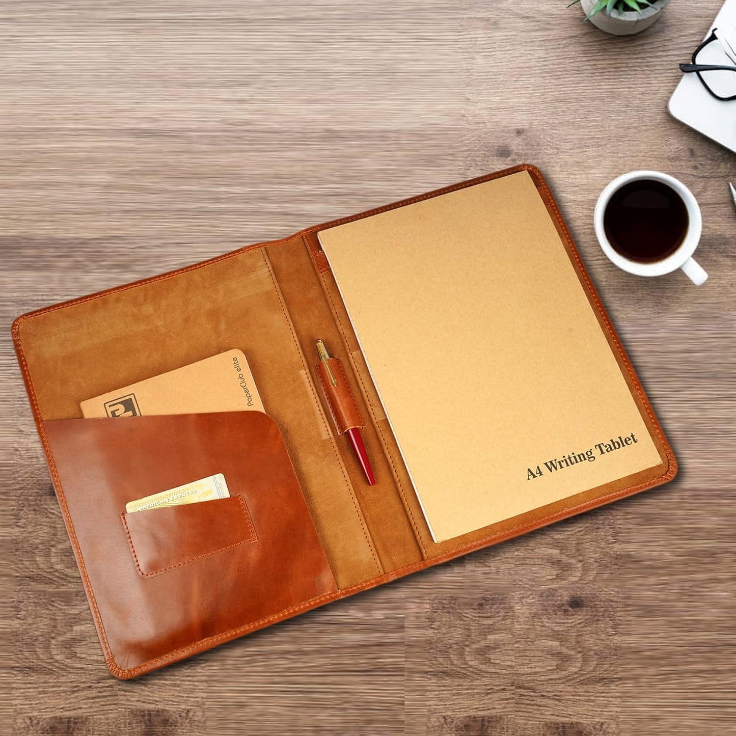 Heavy Duty Buffalo Leather Legal Pad Portfolio | Handmade Executive Notebook Binder Portfolio | Professional Padfolio Organizer | Business Gift for Men and Women : Brown