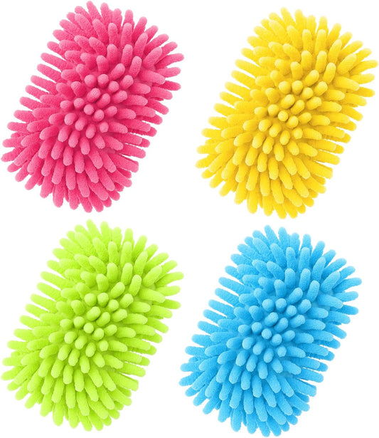 Zonon 4 Pieces Dry Erase Eraser Microfiber Shag Washable Whiteboard Eraser for Markers, Chalk, Classroom, Home and Office (Pink, Blue, Yellow, Green)