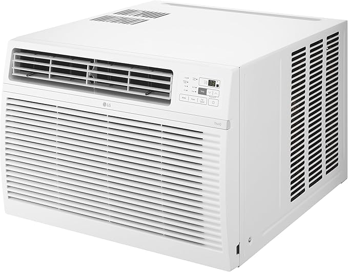 LG 24,500 BTU Smart Window Air Conditioner, 230/208V, Cools Room up to 1560 Sq. Ft. for Bedrooms, Living Room, Apartments, with Remote, 3 Fan Speeds, 24-Hour Timer, White