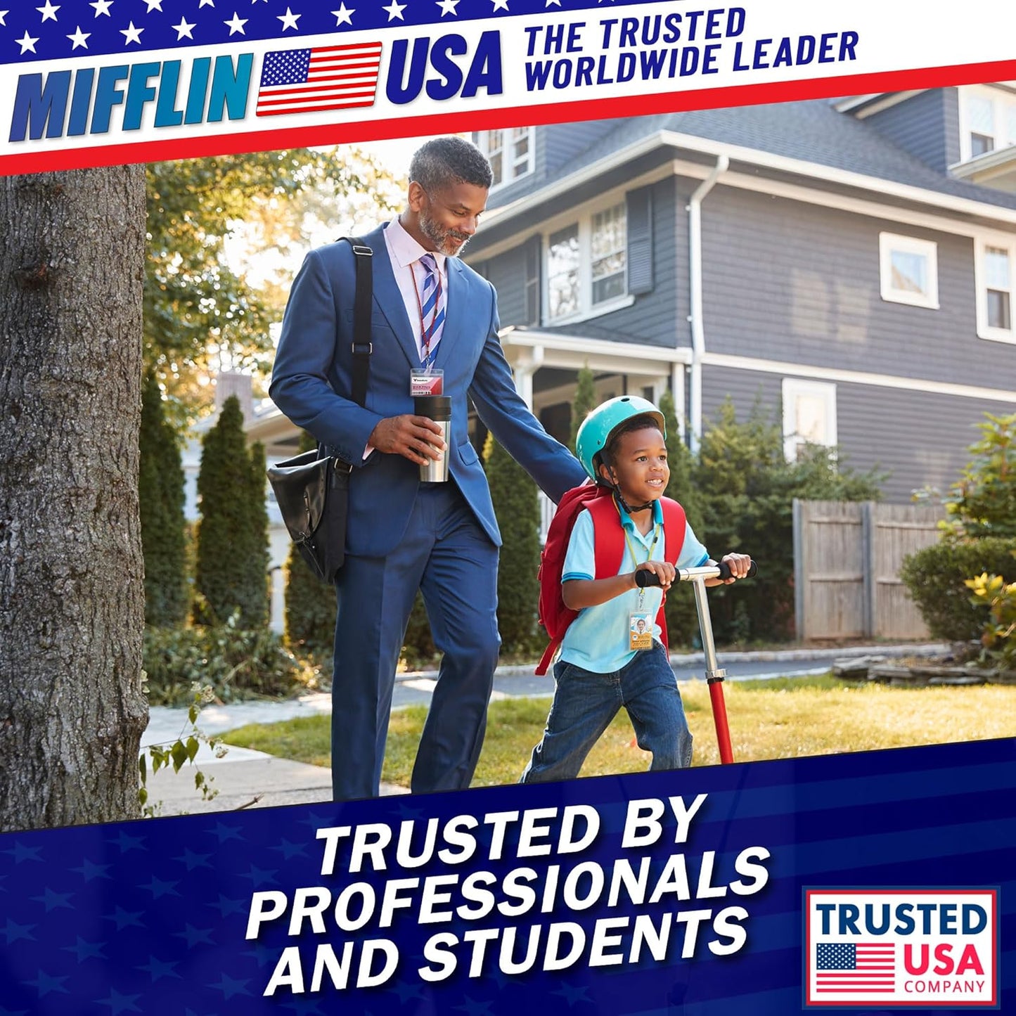 Mifflin-USA Horizontal ID Name Badge Holder (Clear, 3.5x2.25 Inches, 50 Pack), Waterproof and Resealable Plastic Card Holders