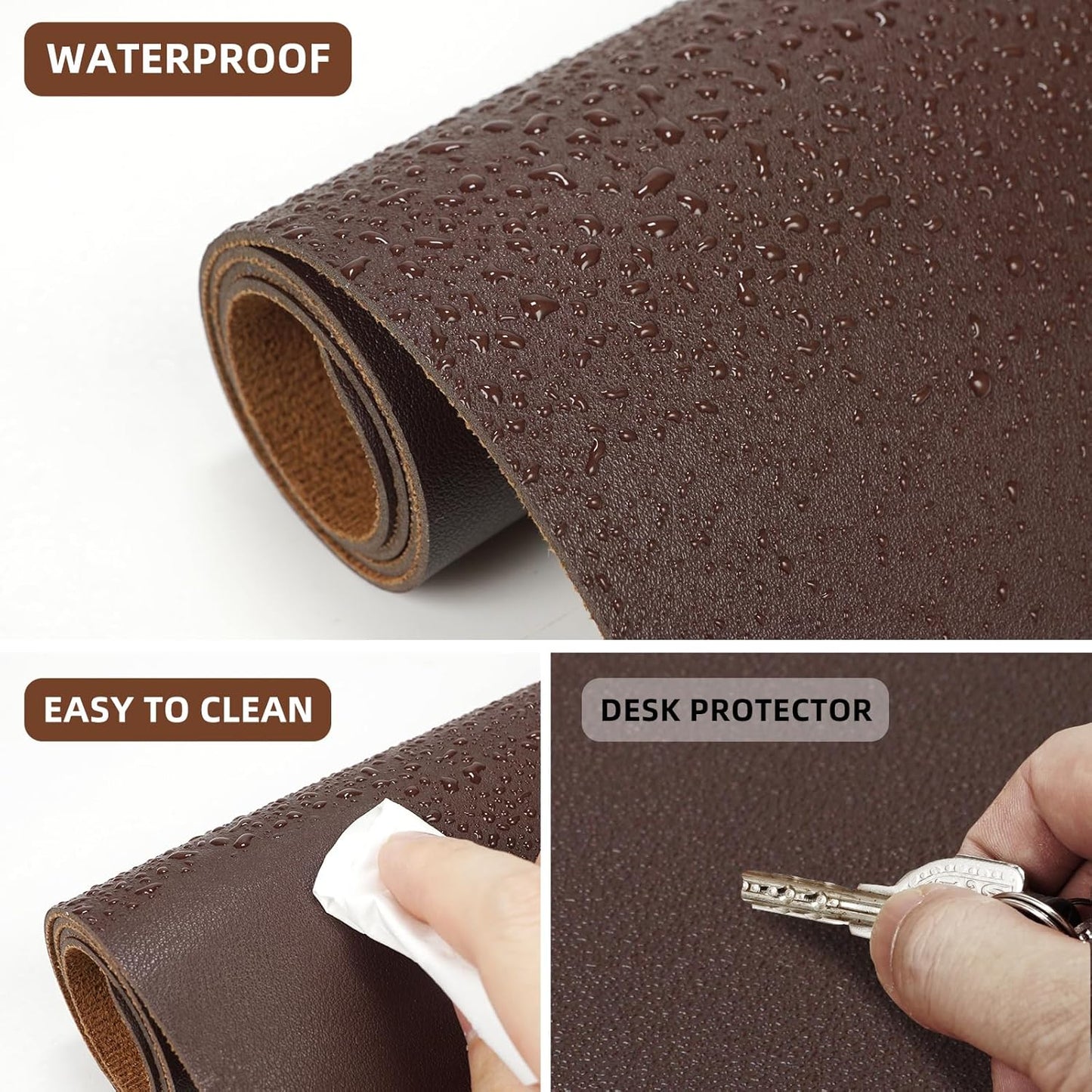 Desk Mat,35.4" x 17" Leather Desk mat,Desk matt for Desktop,Large Mouse Pad,Office Desk mat,Waterproof Desk Blotter pad for Office&Home(Coffee)