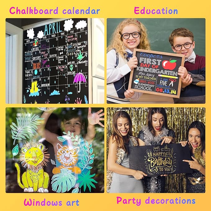 SFAIH Fine Tip Liquid Chalk Markers for Bhalkboard [1-Second Wet Wipe], 0.7-1mm 24 Colors [Neon+Pastel+Metallic], Chalk Pens for Chalkboard, Calendar, Windows, Glass, Includes Highlighter Color Marker