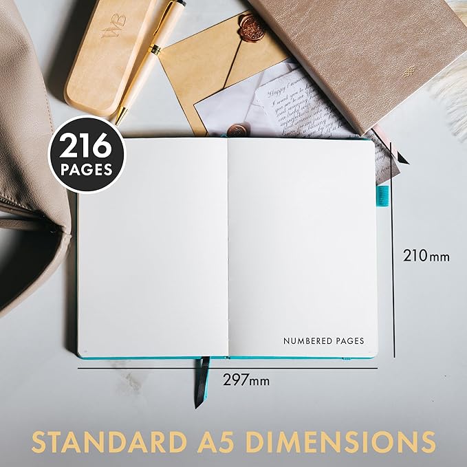 Wordsworth & Black A5 Bullet Dotted Journal 216 Dotted Pages, Hardcover Grid Dot Leather, 120 GSM Paper, Journaling Notebook for Work & Sketching, Journals for Women, Men - Gifts Box Included Red