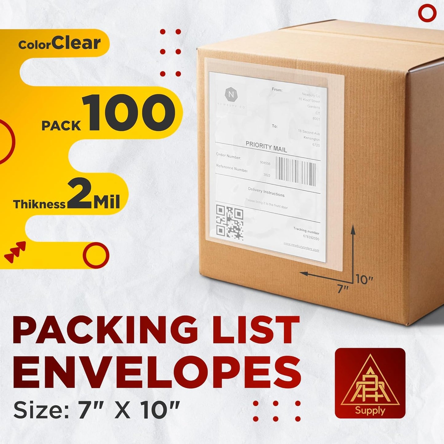 APQ Clear Top Loading Packing List Envelopes, 7 x 10 Inches. 100 Pack Packing Slip Envelope Pouches. Self-Seal Plastic Shipping Label Pouches. Durable Packing List Mailing Envelopes for Documents