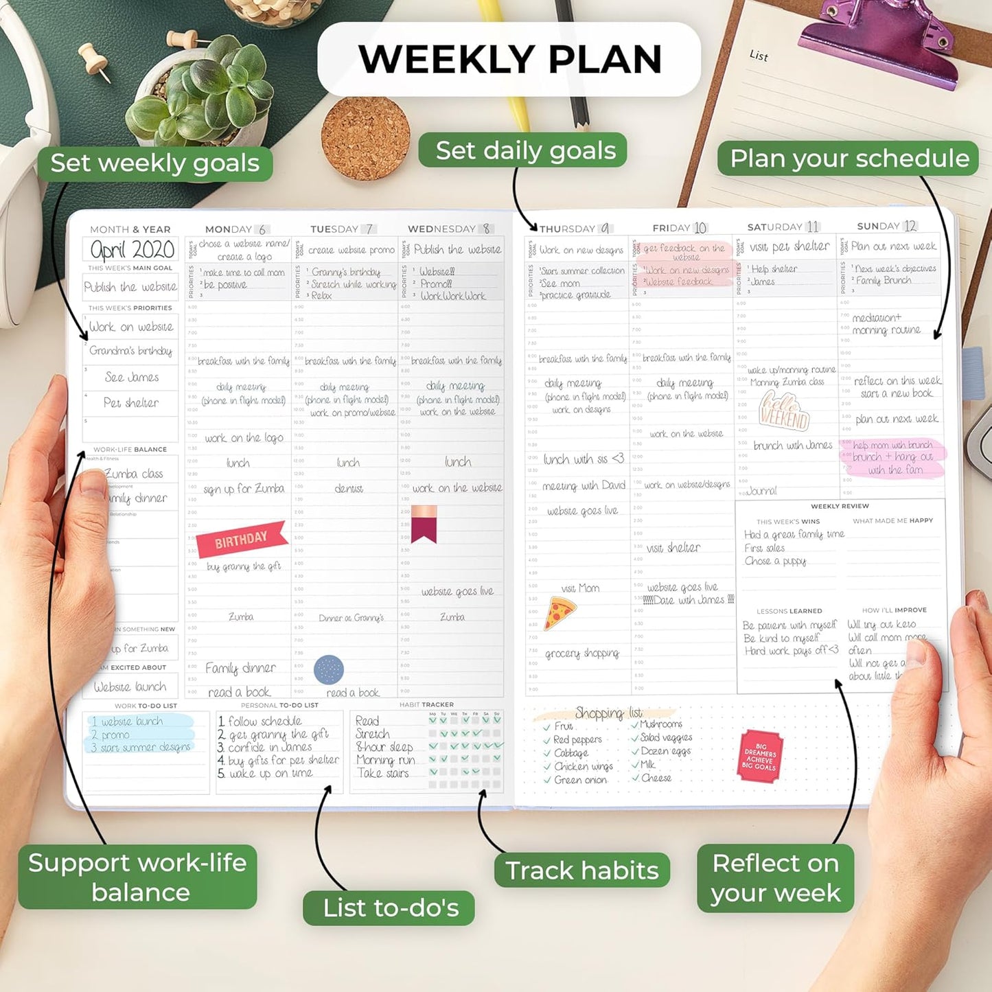 Clever Fox Planner PRO Schedule – Undated Weekly & Monthly Life Planner with Time Slots, Appointment Book & Daily Organizer, A4 (Periwinkle)