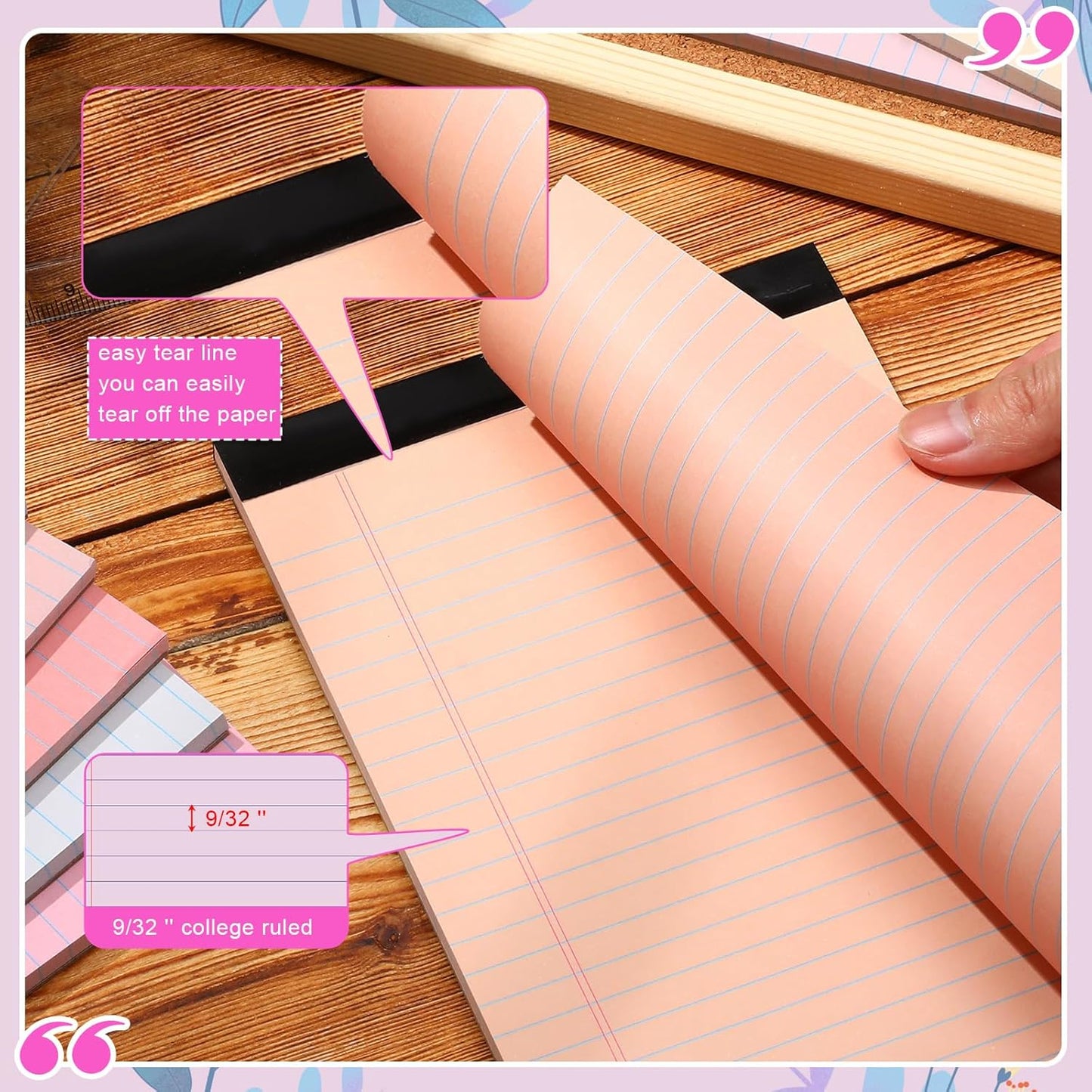 Lincia 24 Pcs 12 Pcs 5" x 8" Small Legal Pads Colored Lined Note Pads Narrow Ruled Writing Notepads 50 Sheets Per Micro Paper Notebook Lined and Perforated for College Office Supplies (Sweet Colors)