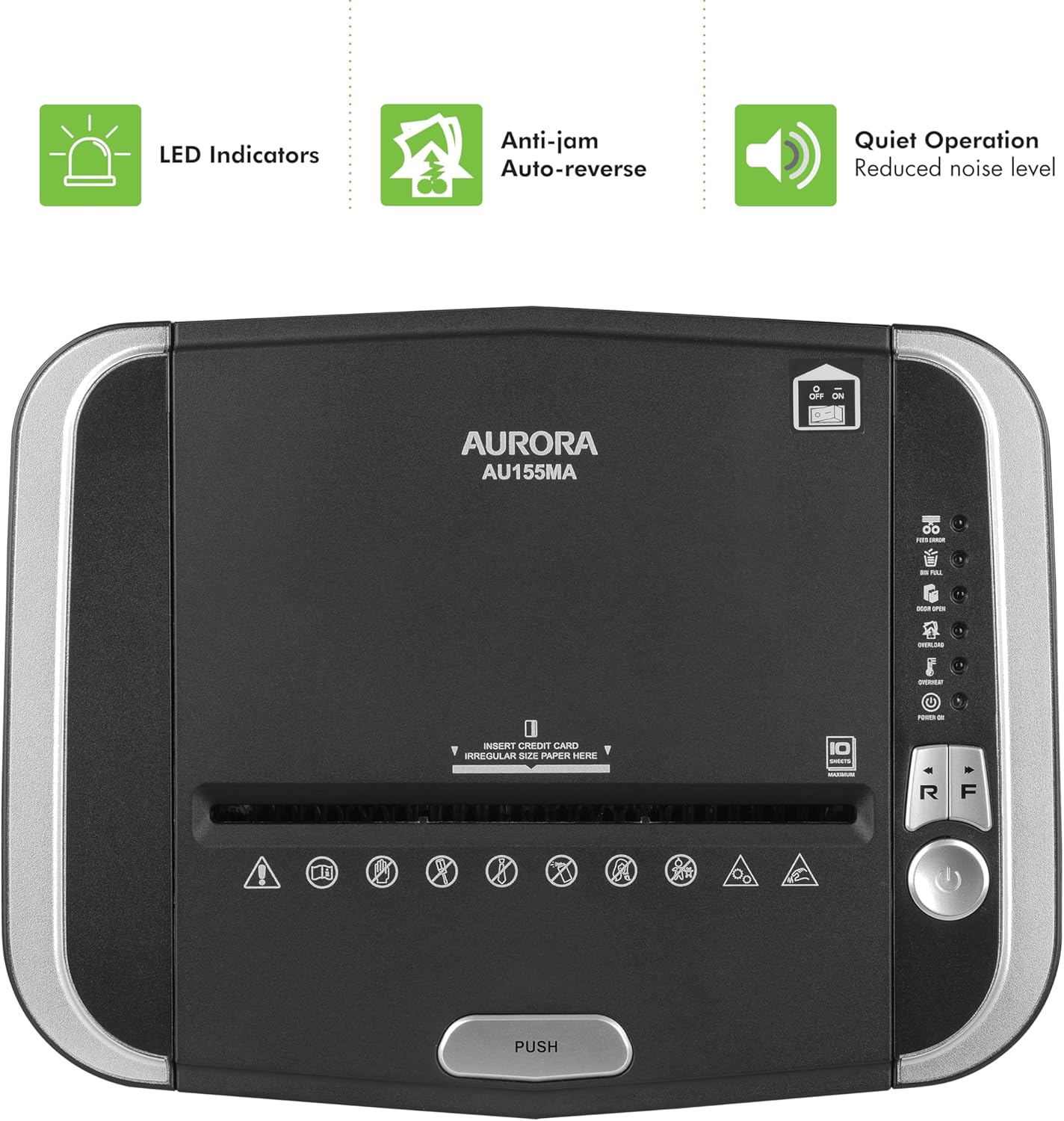 Aurora Professional Grade 150-Sheet Auto Feed Micro-Cut Paper and Credit Card Shredder with 6.3 Gallon Pullout Basket / 60 Minutes/Security Level P-4