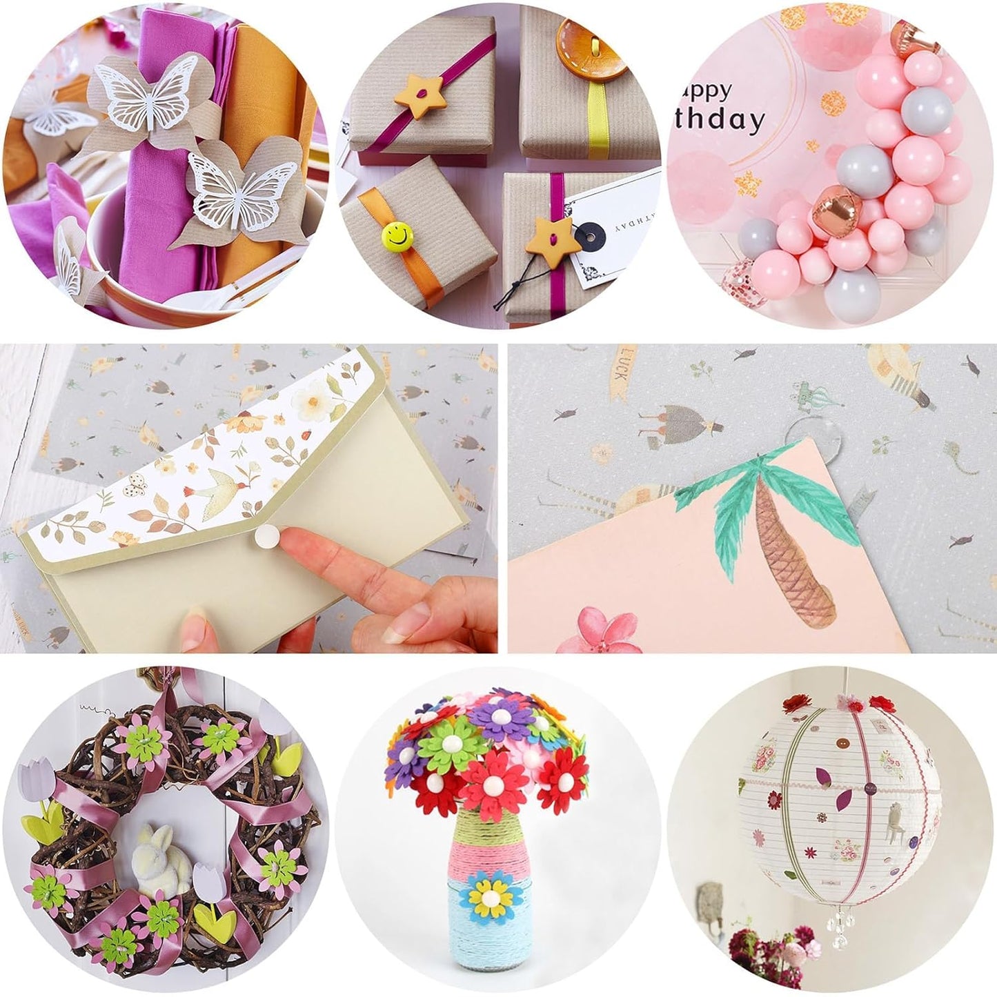 JUNEBRUSHS 350 Pieces Double Sided Sticky Dots, Sticky Tack for Wall Hanging Removable Poster Putty Clear Round Putty No Trace Adhesive Sticky Putty for Balloon Craft DIY Art Office Supplies (6 mm)