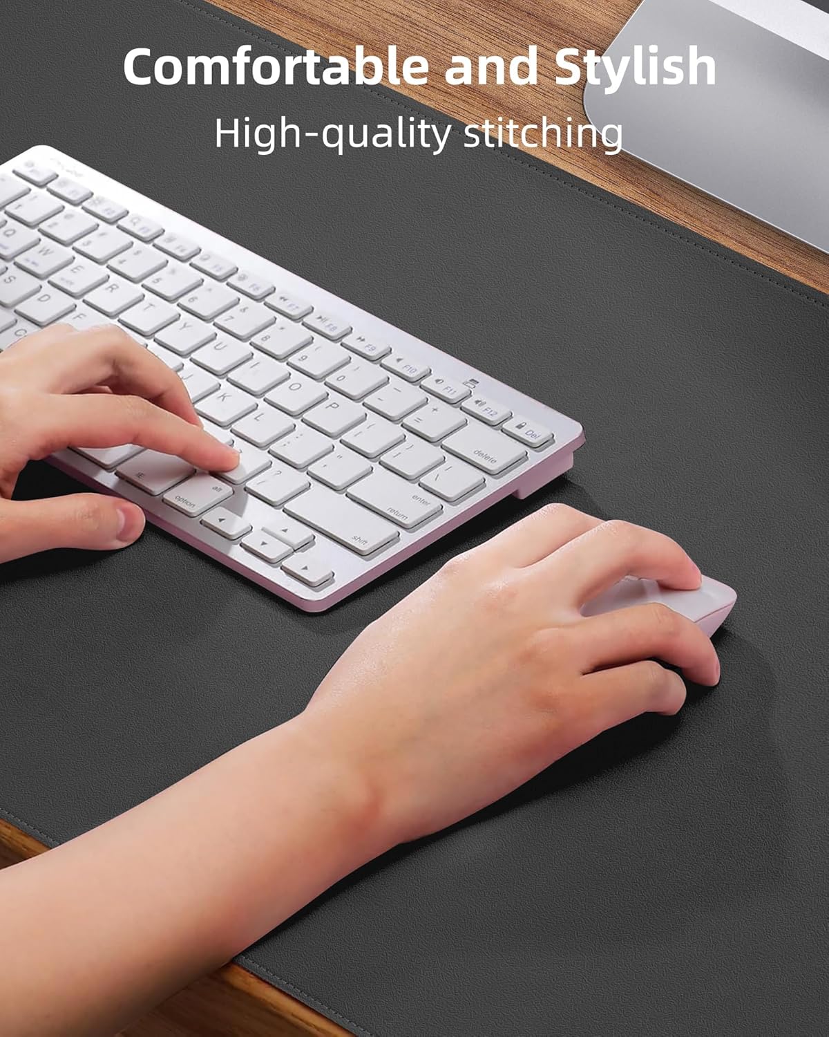 Leather Desk Pad Protector, Mouse Pad, Office Desk Mat, Non-Slip PU Leather Desk Blotter, Laptop Desk Pad, Waterproof Desk Writing Pad for Office and Home (Dark Grey, 31.5" x 15.7")