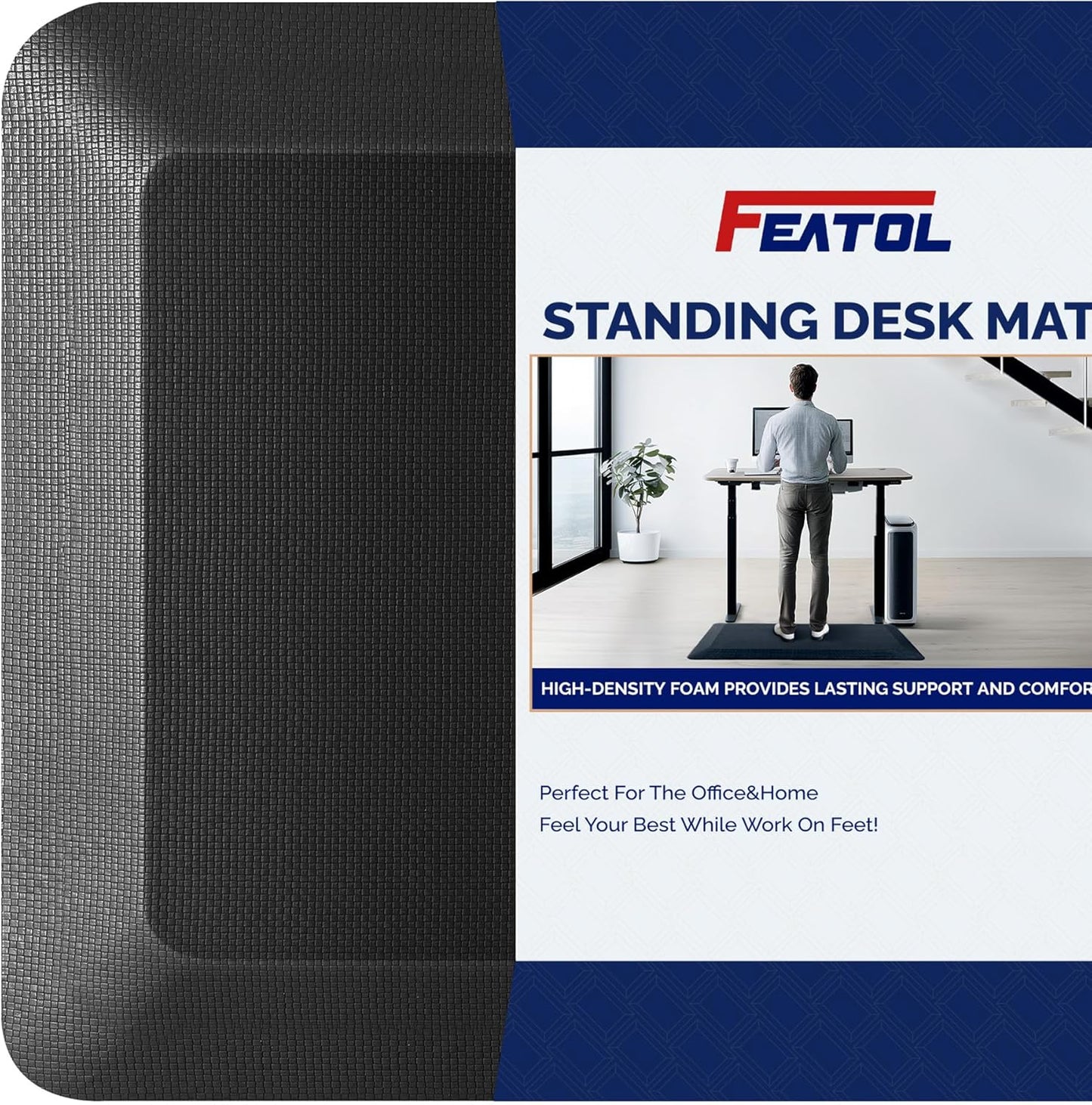 FEATOL Anti Fatigue Mat for Standing, 9/10 Extra Thick Ergonomic Standing Desk Mat, Comfort & Durable Memory Foam Standing Mat at Home,Office All Day (20" x 32", Black)