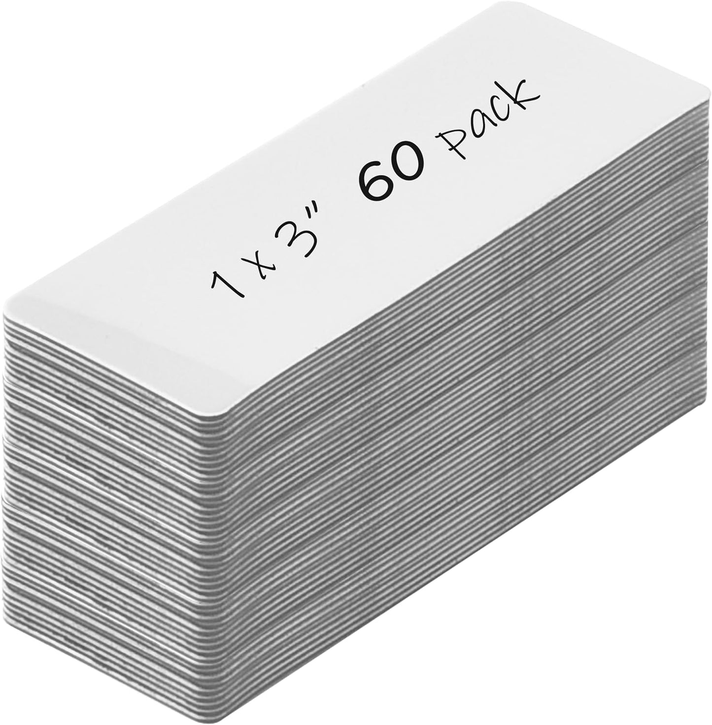 Realth Dry Erase Magnetic Labels White (1'' × 3'' 60 Pcs),Blank Magnets for Whiteboard, Washable Reusable Magnetic Sheets for Classroom Fridge Office, Name Tags for Teachers Students