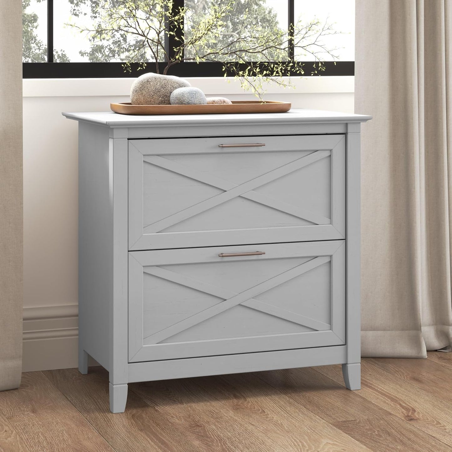 Bush Furniture Key West 2 Drawer Lateral File Cabinet in Cape Cod Gray | Document Storage for Home Office | Accent Chest with Drawers