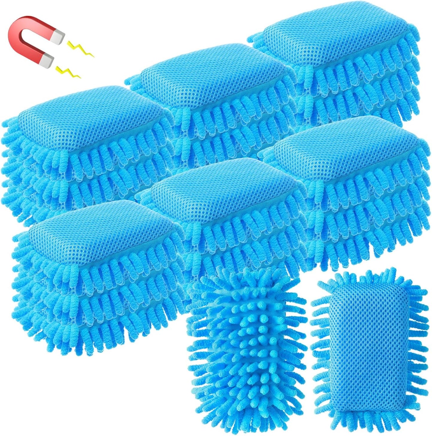 Sherr 18 Pcs Microfiber Shag Magnetic Dry Erase Erasers Washable School Whiteboard Eraser Bulk Colorful White Board Eraser for Chalk Markers Home Classroom Office (Blue)