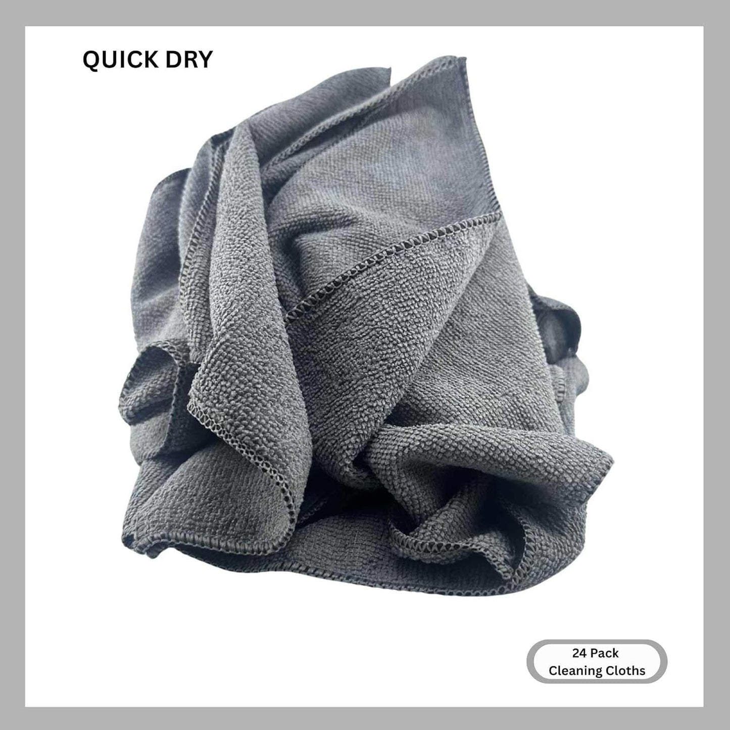 Microfiber Cleaning Cloth for Kitchen & households, Towels for Cars. (300gsm) (Pack of 24 Gray)