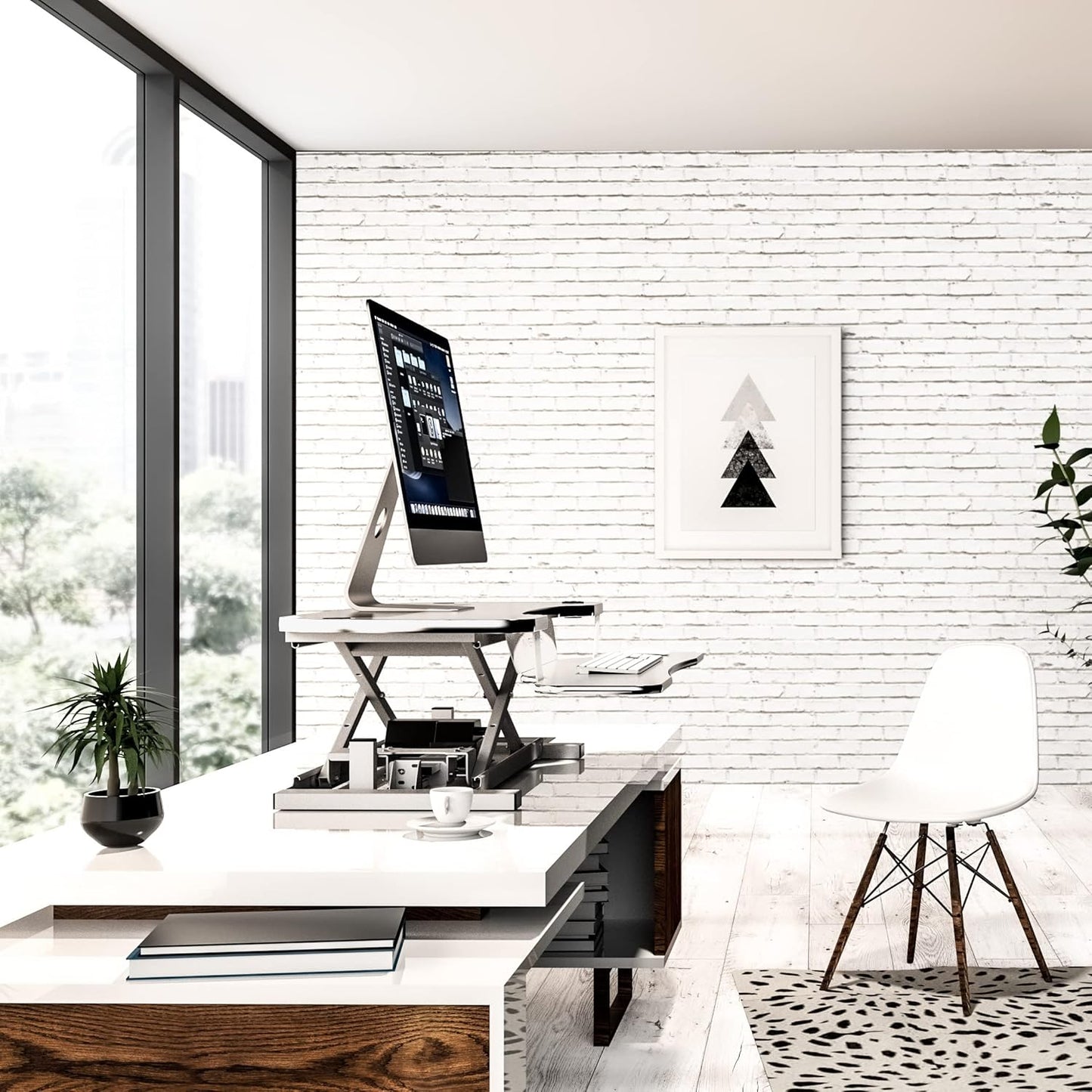 VERSADESK® Electric Standing Desk Converter, 40 Inch Large PowerPro™ Height Adjustable Sit to Stand Desk Riser with Keyboard Tray, Built-in USB Charging Outlet, Ergonomic Workstation, White