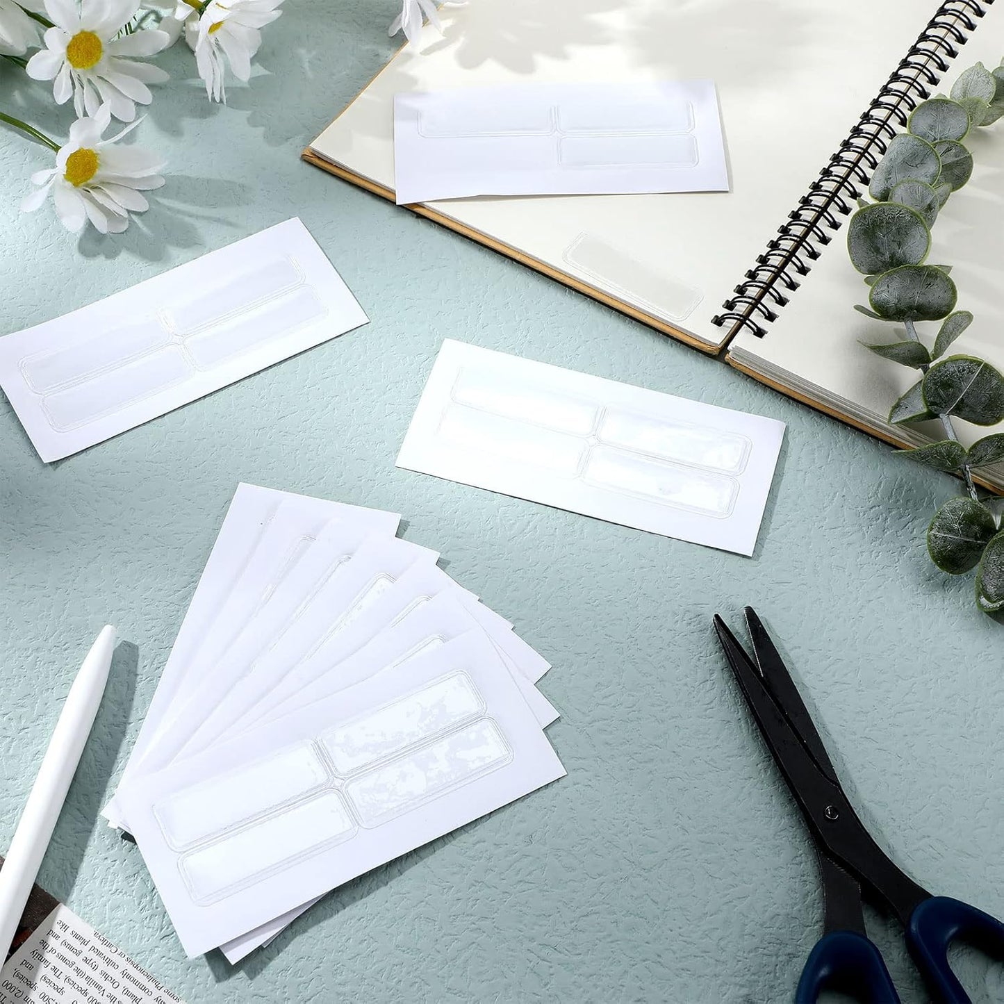 Jeyiour 100 Pcs Label Holders Adhesive Nameplate Pockets Storage Bin Labels Index Card Holder Shelf Plastic Peel Stick for Classroom Supermarket Bookshelf Library Student Box Drawer (2 x 0.6 Inch)