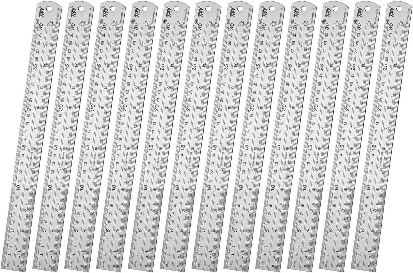 ZZTX Ruler Metal Straight Edge Stainless Steel Ruler 12 Inch Ruler Set Rulers Bulk 12 Pack