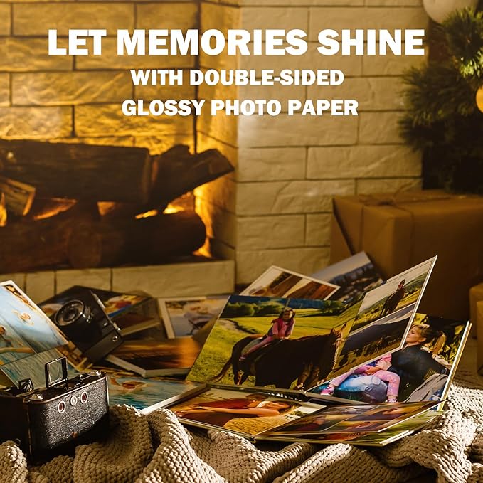 Double Sided Glossy Photo Paper 5x7, Thick Glossy Paper for Cardstock, 100 Sheets 61lb for Inkjet Printer