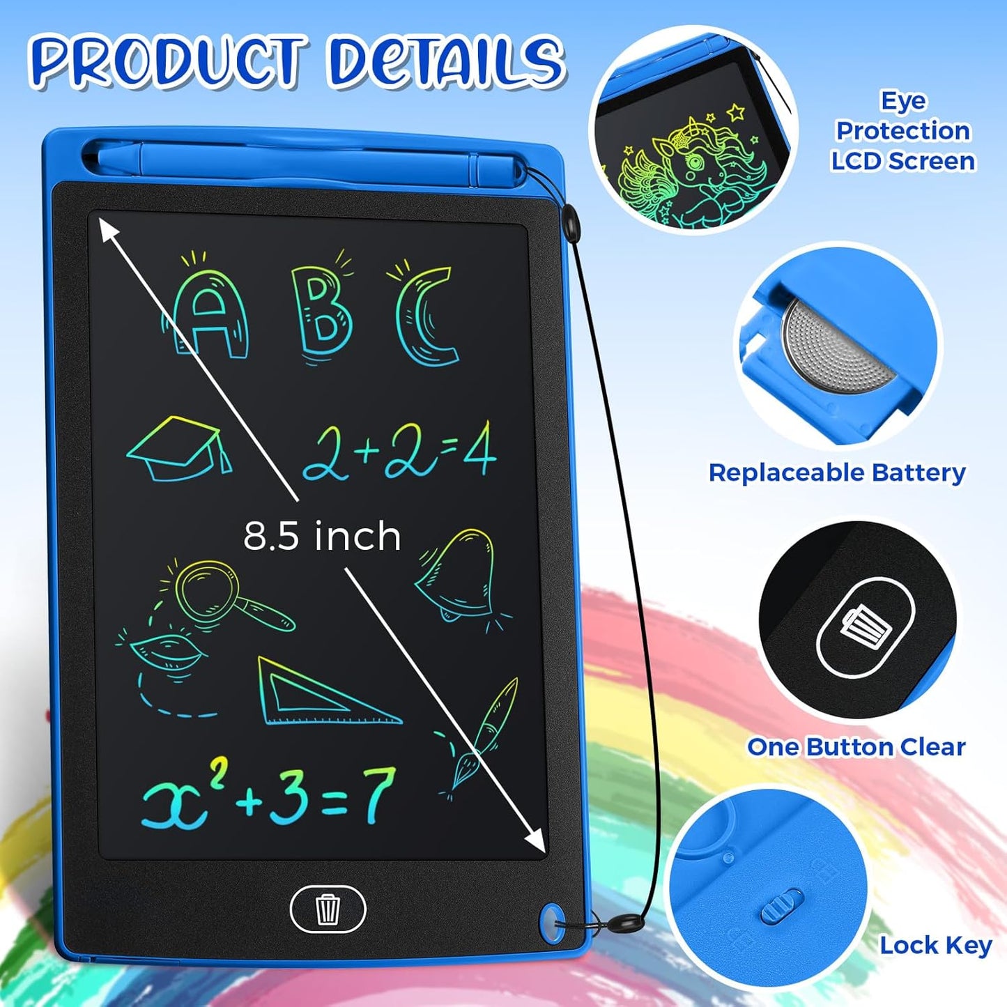 Zhehao 20 Pack LCD Writing Board for Kids, 8.5 Inches Doodle Reusable Screen Drawing Pad Erasable Painting Pads Educational Toy for 3-8 Years(Blue)