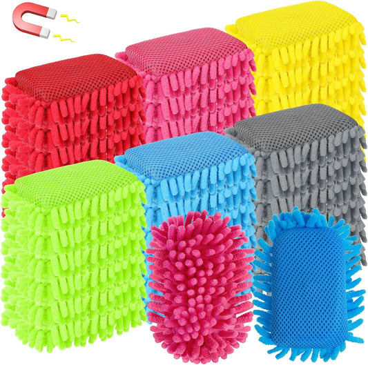 Sherr 36 Pcs Microfiber Shag Magnetic Erasers Bulk Washable Dry Erase Whiteboard Erasers for Whiteboard, Chalkboard, and Memo Boards Marker, Chalk Mark, Home School Classroom Office (Bright Color)