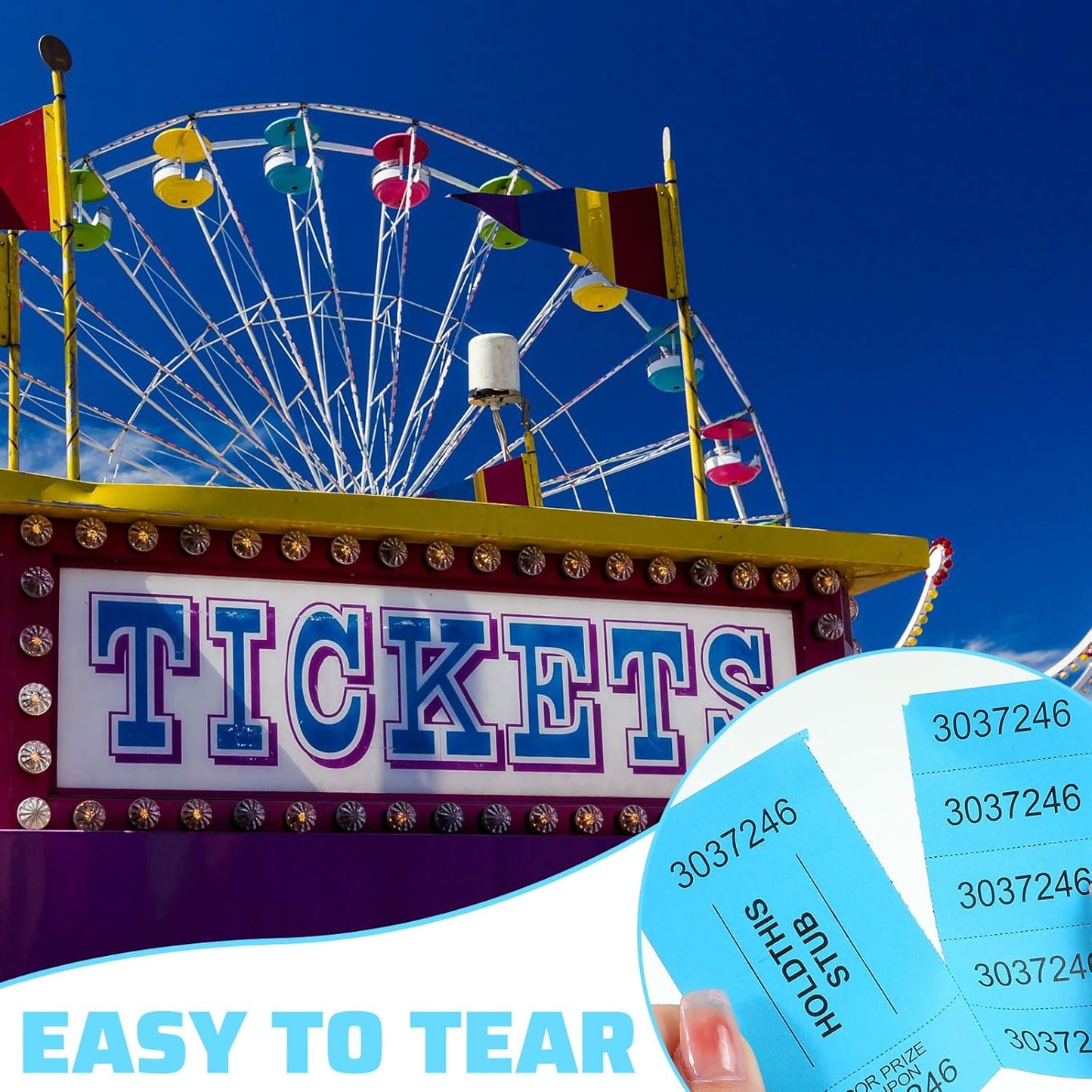 Kosiz 504 Sheets 5 Bid Raffle Ticket with Different Numbers Per Sheet Chinese Auction Tickets for Events Church Basket Auction Silent (Lake Blue)