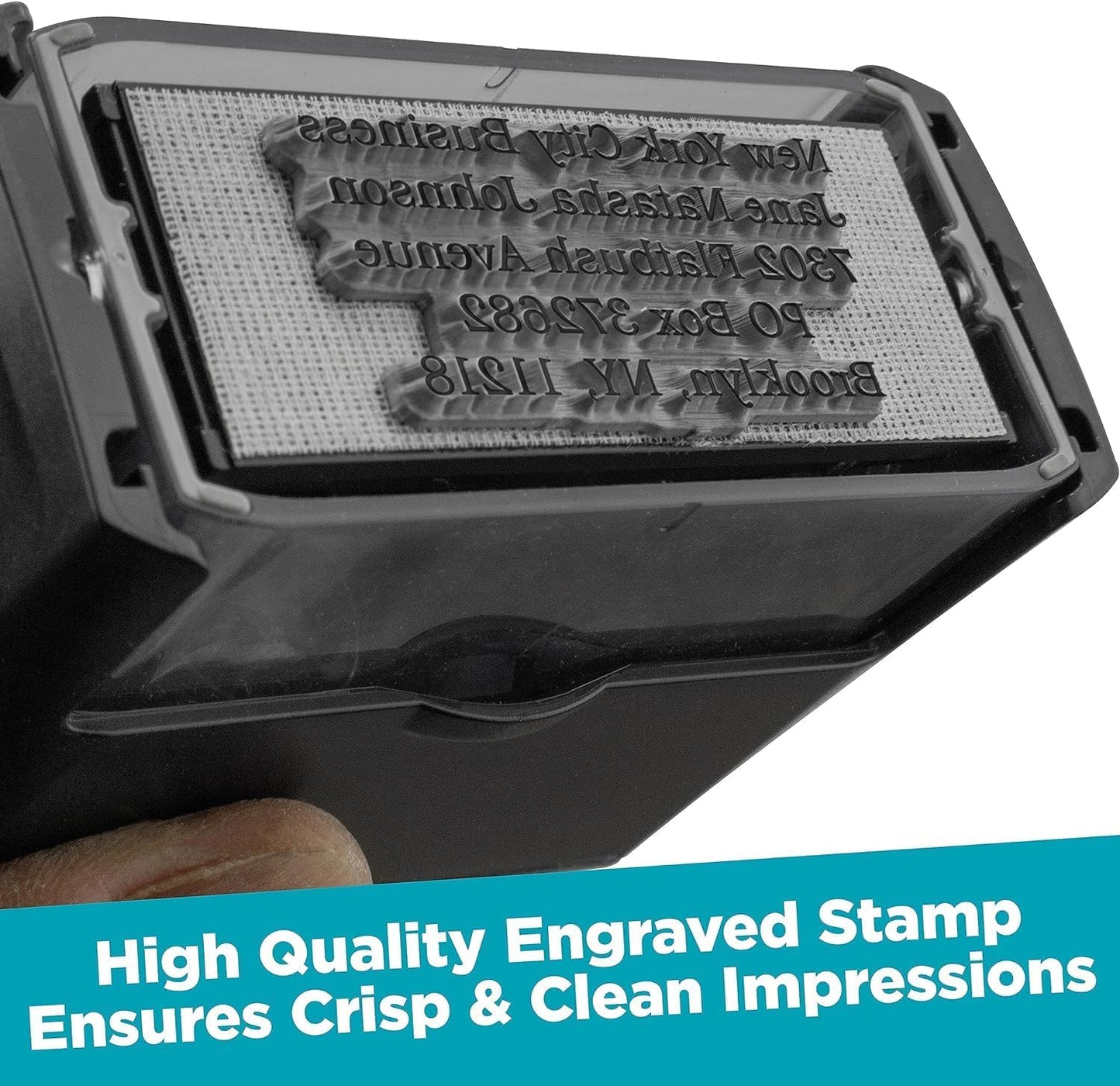 MaxMark Customized Self Inking Stamp - Up to 2 Lines of Text - Small & Wide Size - Choose from 15 Ink Colors