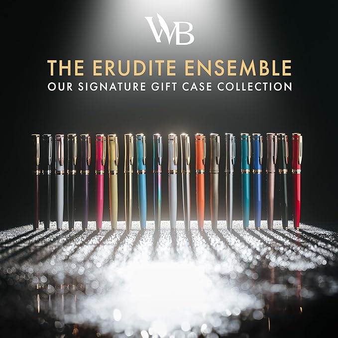 Wordsworth & Black Fountain Pen Set, Bent Nib, Includes 24 Pack Ink Cartridges, Ink Refill Converter & Gift Box, Calligraphy, [All Black], Perfect for Men & Women