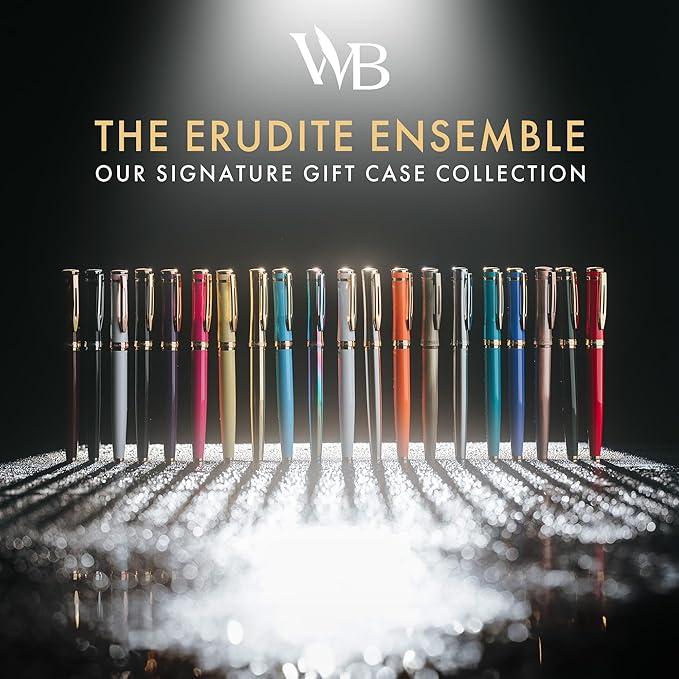 Wordsworth & Black Fountain Pen Set, Bent Nib, Includes 24 Pack Ink Cartridges, Ink Refill Converter & Gift Box, Calligraphy, [Imperial Blue], Perfect for Men & Women