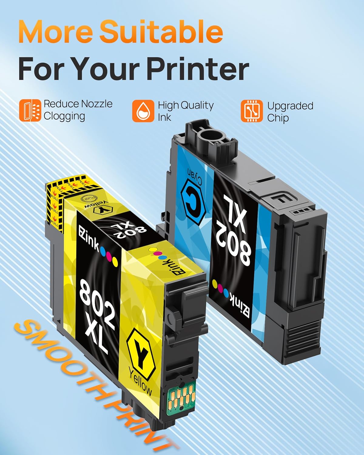 E-Z Ink Remanufactured Ink Cartridge Replacement for Epson 802XL 802 T802XL T802 to use with Workforce Pro WF-4740 WF-4730 WF-4720 WF-4734 EC-4020 EC-4030 (1 Black, 1 Cyan, 1 Magenta, 1 Yellow)