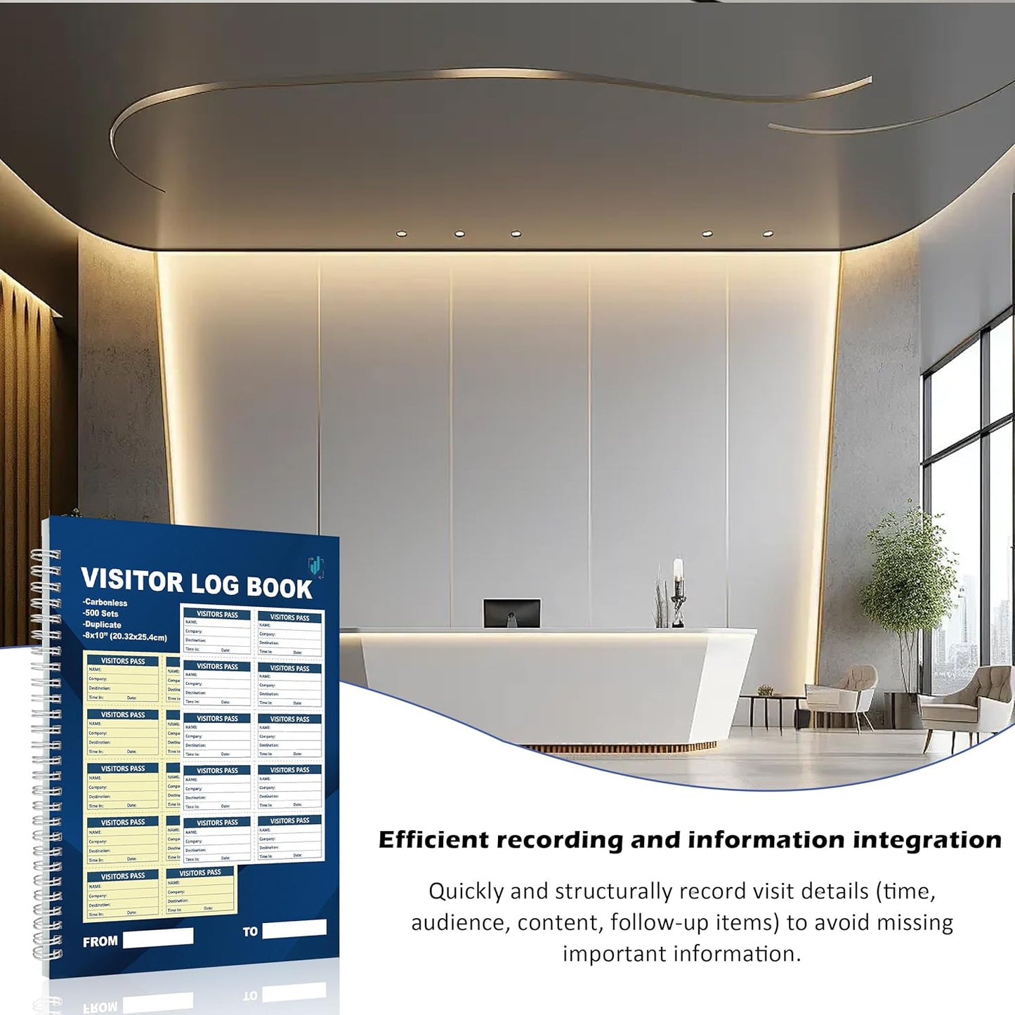3 Pack of 1500 Visitor Badges Registry Log with Carbonless Copy 2-Part Letter Size Visitor Log Book Spiral-Bound Self Visitor Badges Guest Register Book for Business or School (3)