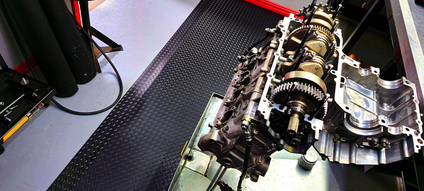 Rhino Mats, American Classic Diamond Anti-Fatigue Mats, Industrial Ergonomic Comfort Standing Mat for Work, Home, Garage, Office, Kitchen or Anywhere (Black 9/16" Thick, 4 FT. x 15 FT.)