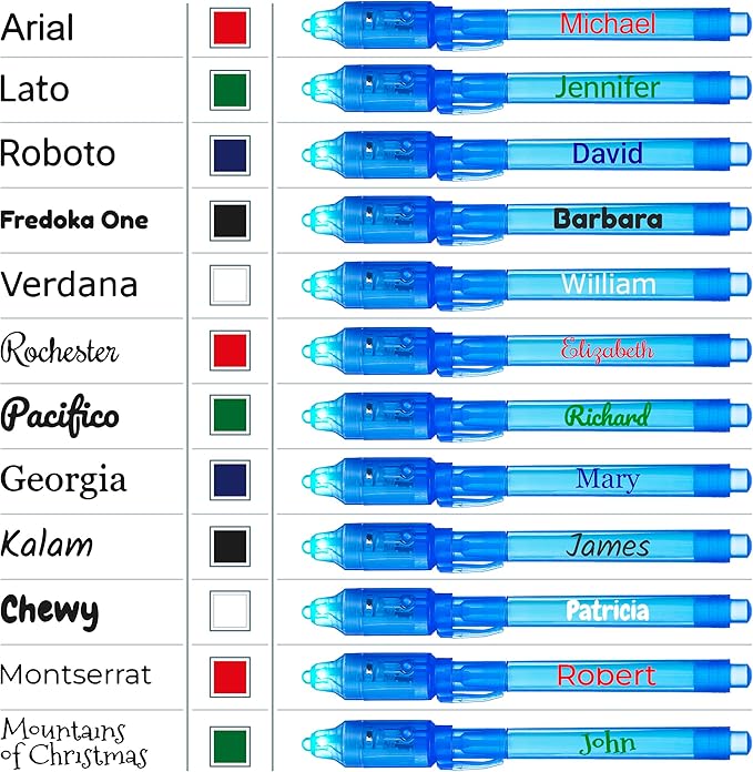 Personalized Invisible Disappearing Ink Pen Marker, Custom Secret Spy Message Writer with UV Light, Fun Activity Entertainment for Kid Party Favors Ideas Gifts and Stock Stuffers, 24 Pack, Blue