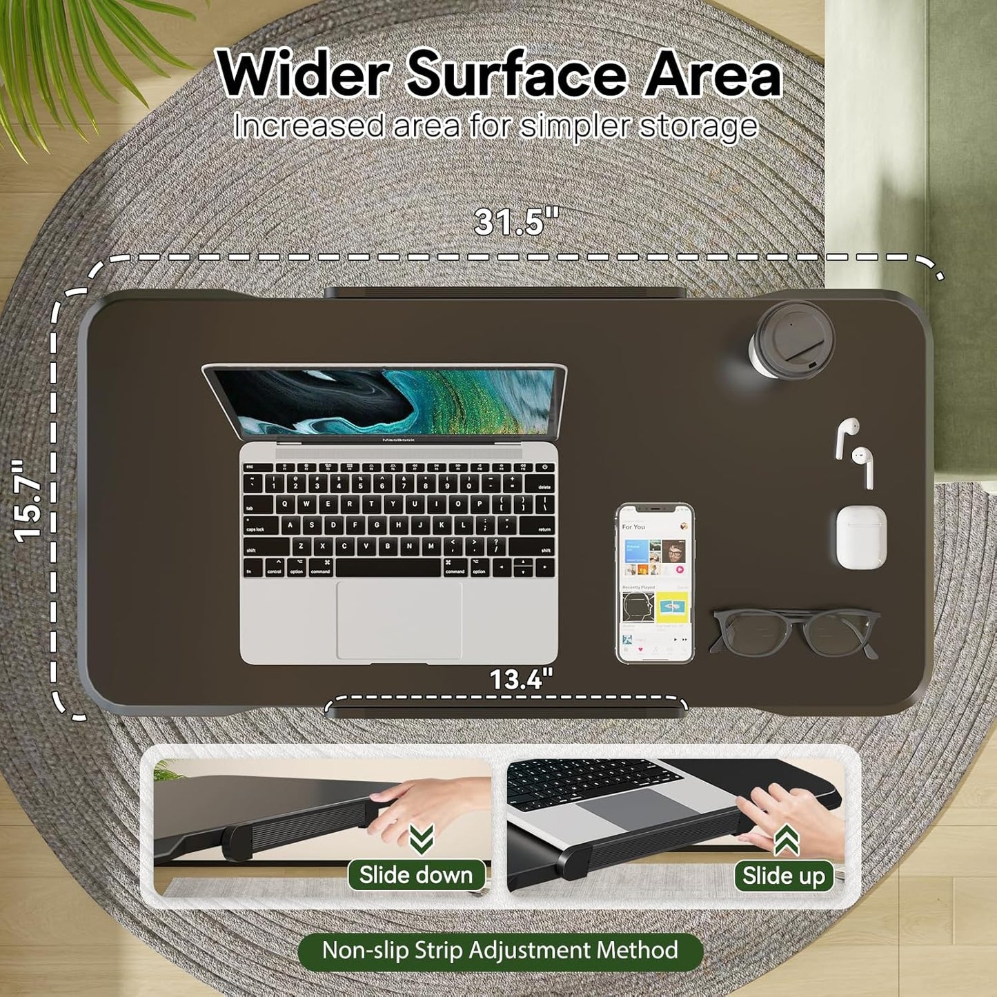 Rolling Laptop Desk, Mobile Standing Desk Height Adjustable, 180° Tiltable Overbed Bedside Table, Portable Computer Desk with Wheels, Foldable Laptop Cart for Home Office, Black