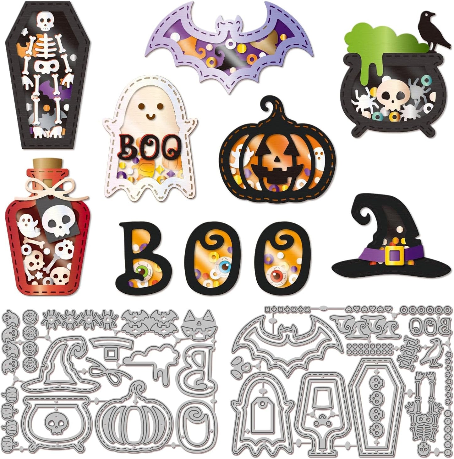 GLOBLELAND Halloween Shaker Cutting Dies for Card Making Ghost Pumpkin Cut Die for DIY Scrapbooking Journal Embossing Paper Craft Decor