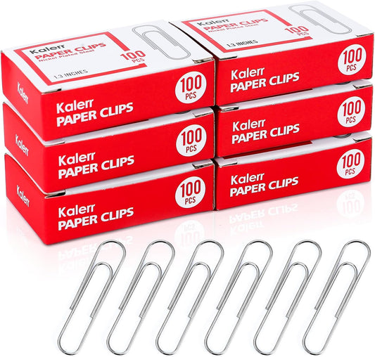 Paper Clips, 600 Pcs Paperclips (6 Boxes of 100 Each), Premium Paper Clip, 1-2/7" Silver Paper Clips Medium (1.3 Inches), Rustproof Metal Paper Clip for Office, School, Home